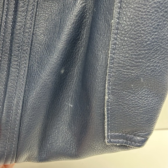 Rough and Tumble Leather Hobo Slouch Tote Bag Blue Pockets Made in Maine - Picture 7 of 16